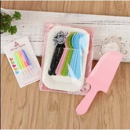 Bộ dao nĩa ăn bánh kem (dao nĩa + nến xoắn) 3