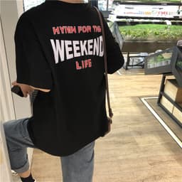Áo thun tay lỡ nữ HY KOREA Weekend DC281 freesize phông form rộng dáng Unisex - mặc cặp, nhóm, lớp. 4
