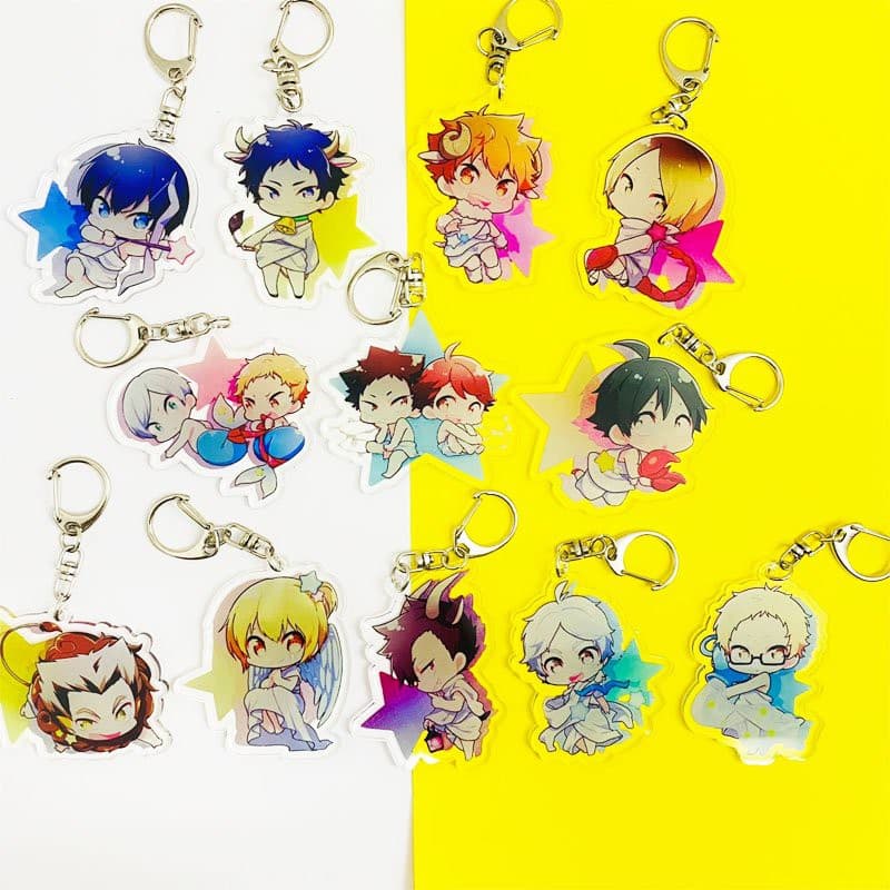 (Mua 1 tặng 1) Móc khóa HAIKYUU CUNG HOÀNG ĐẠO quà tặng Mica trong acrylic in hình anime chibi