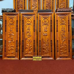 Bộ tranh gỗ treo tường tranh tứ quý gỗ hương ,sơn pu cao cấp ,bền đep kích thước 37*107,dày 4cm 1