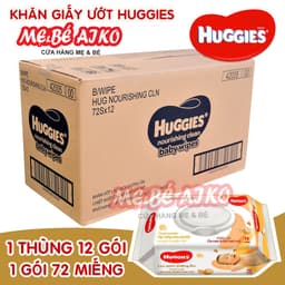 Thùng 12 gói Khăn ướt Huggies chiết xuất Cao cao và Bơ hạt mỡ (72 miếng/gói) 1