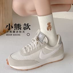 Tất Nữ Trắng Cổ Cao In Hình Gấu Cute Xinh Xắn Vải Cotton Co Giãn Phong Cách Hàn Quốc 8