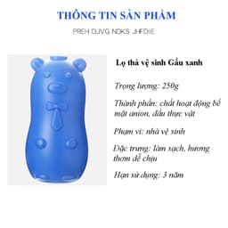 Lọ Bột Thả Bồn Cầu Hình Gấu Diệt Khuẩn Khử Mùi Hôi Tạo Nước Màu Xanh Chống Ố Vàng ToiLet 4