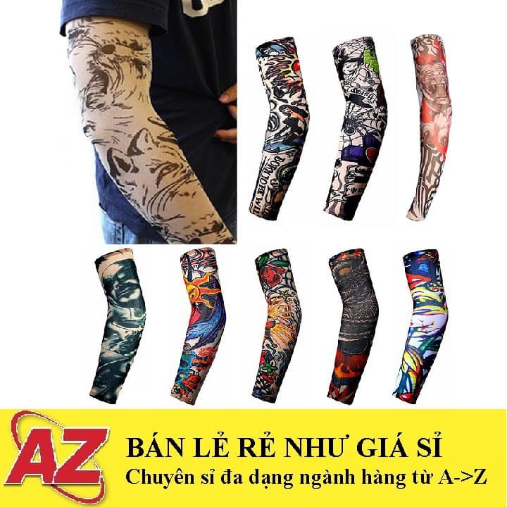 ✔️ [1 Cặp] 2 Ống Găng Tay Hình Xăm Tattoo, Ống Tay Giả Xăm Màu Ngẫu Nhiên