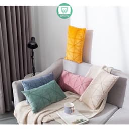 Gối tựa lưng CHƯ NHẬT phong cách Châu Âu họa tiết GÂN Ô CỜ chất liệu nhung lụa cao cấp 1