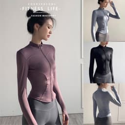 Áo khoác tập gym cao cấp dài tay nữ tay xỏ kéo khoá viền (có sẵn) 1