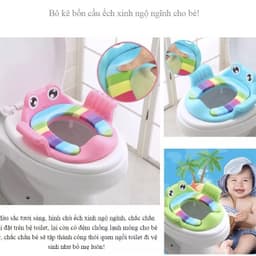 Bô Thu nhỏ gọn bồn cầu ếch có tay vịn và đệm bệ lót ngồi vệ sinh, màu sắc dễ thương phù hợp bé trai và bé gái 3