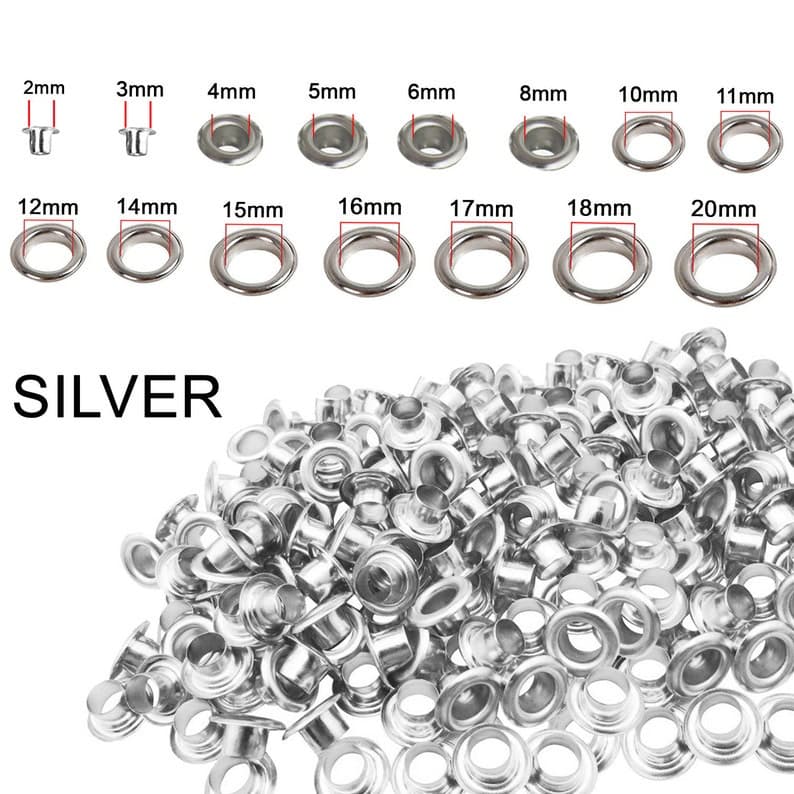 Khoen mắt cáo ore Chất liệu đồng thau không gỉ Nhiều size 3mm - 20mm Bịch 100 cái có long đền Phụ liệu may mặc