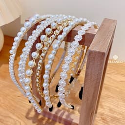 Băng đô cài tóc nữ Eleanor Accessories đính đá ngọc trai nhân tạo phụ kiện tóc bờm tóc 4209 3