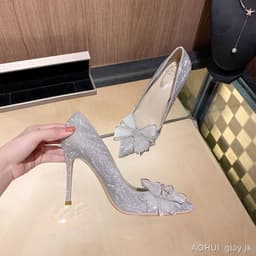 Giày Cao Gót 𝙔𝙐𝙇𝙄𝙉𝘼 Mũi Nhọn Đính Đá Pha Lê Thời Trang Mới 2026 Cho Nữ nơ của phụ nữ HQ09 4
