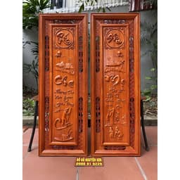 Bộ Tranh Chữ Câu Đối Cha Mẹ 37*107 gỗ hương treo tường 1