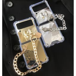 [CÓ SẴN] Ốp Samsung Z Flip 8 - Flip 7 - Flip 6 - Flip5 5G tráng gương charm nơ kèm dây đeo dễ thương 2