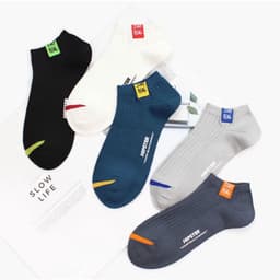 T49 Set 5 Đôi Tất Nam Nữ Ngắn Cổ, vỚ nam nữ cổ ngắn thời trang 3