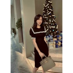 Đầm đen cổ thủy thủ viền ren trắng - Đầm nữ midi đen dáng dài 2