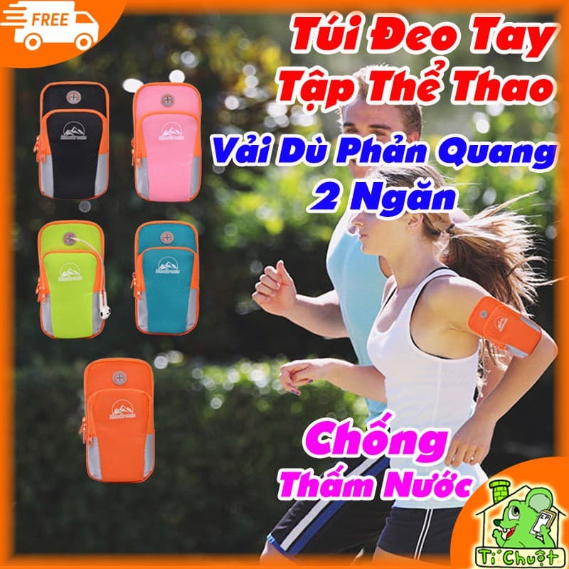 [Ảnh Thật] Bao Túi Đeo Tay Vải Dù Phản Quang 2 Ngăn Tập GYM Thể Thao