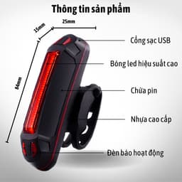 Đèn hậu xe đạp thể thao siêu sáng, Đèn led gắn trục pin liên tục 4-6h chống nước tốt - DH02 7