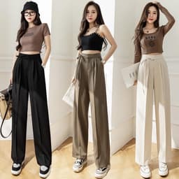 Quần Ống Suông Rộng Nữ Lưng Cao buộc dây nơ xinh dài 1m - Mã 568 1
