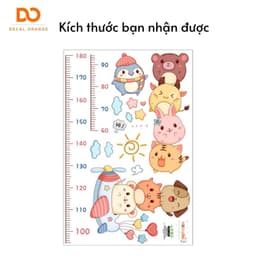 Decal dán tường thước đo chiều cao động vật dễ thương cho bé trang trí phòng ngủ dán tủ quần áo 3