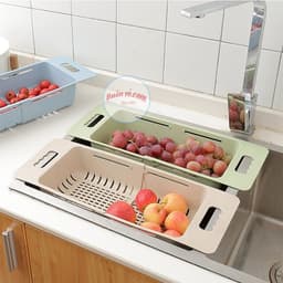 Khay, rổ gác bồn rửa chén bát Việt Nhật (5613) thông minh gấp gọn, điều chỉnh kích thước gài tiện lợi -Buôn rẻ 00662 3