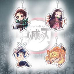 (mua 1 tặng 1) Móc khóa Kimetsu No Yaiba Thanh Gươm Diệt Quỷ mica ẢNH ANIME CHIBI dễ thương 3