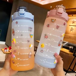 Bình Đựng Nước Nhựa An Toàn 2L Dễ Thương Có Vạch Báo Giờ Uống Nước 3