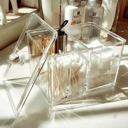 Hộp đựng bông tẩy trang và tăm bông bằng mica trong suốt cao cấp , hộp đựng trang sức tiện lợi 7