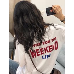 Áo thun tay lỡ nữ HY KOREA Weekend DC281 freesize phông form rộng dáng Unisex - mặc cặp, nhóm, lớp. 3
