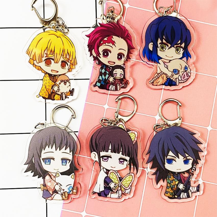 (mua 1 tặng 1) ( Mica 2 ) Móc khóa Kimetsu no Yaiba Thanh gươm diệt quỷ ver ngồi quà tặng dễ thương anime chibi