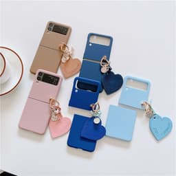 [CÓ SẴN] Ốp Samsung Z Flip 3 - ZFlip 3 - ZFlip3 5G màu pastel ngọt ngào kèm bộ charm treo tim dễ thương cute 2