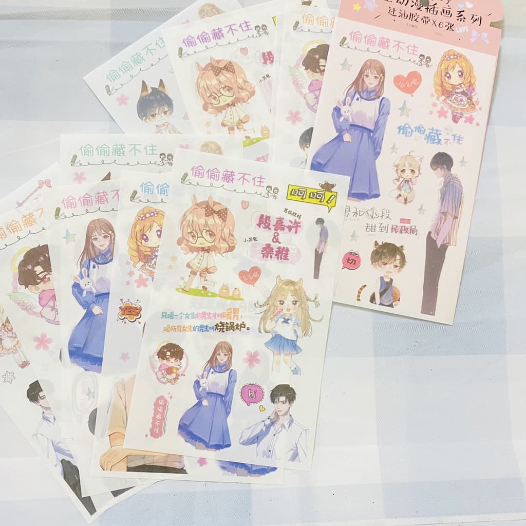 Ảnh dán sticker in hình VỤNG TRỘM KHÔNG THỂ GIẤU - Tình Yêu Thầm Kín anime chibi trang trí xinh xắn