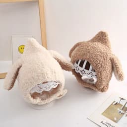 Mũ Lông Cừu Tai Thỏ Trùm Đầu Cho Bé Trai, Bé Gái 1-4Y Siêu Xinh, Chất Len Mềm Mịn Giữ Ấm Tốt 9