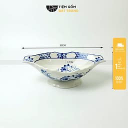 Bát Thuyền Bát Đĩa Đựng Gà Cúng Nguyên Con Gốm Sứ Bát Tràng Cao Cấp Màu Trắng Và Kẻ Vàng 2