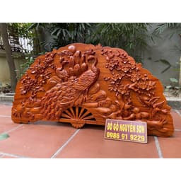 Tranh Quạt Phu Thê Gỗ Hương Kích Thước 50*100cm 2