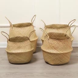 Giỏ cói trồng cây, đựng quần áo/decor tự nhiên kính phi 35cm 1