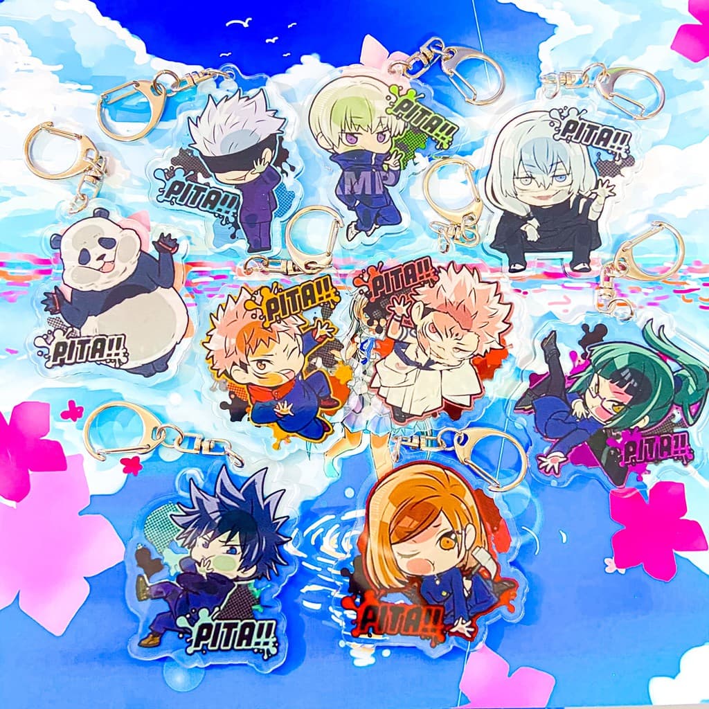 (mua 1 tặng 1) ( Mica trong acrylic ) Móc khóa JUJUTSU KAISEN Chú Thuật Hồi Chiến ver P/ITA! anime chibi xinh xắn