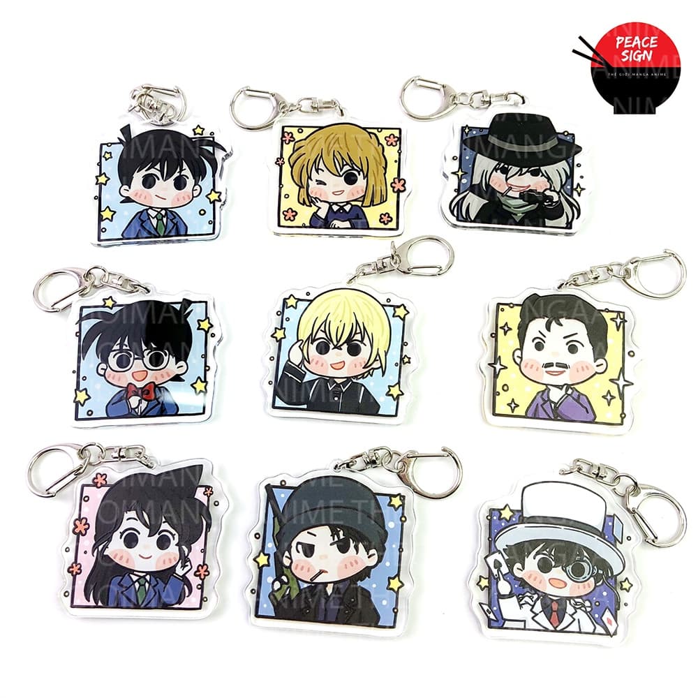 Mua 1 tặng 1 ( VUÔNG CUTE ) Móc khóa DETECTIVE CONAN Thám Tứ Lừng Danh in hình anime chibi Mica trong acrylic