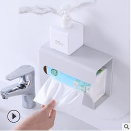 Hộp đựng giấy vệ sinh, Giấy ăn, Túi Nilong Cuộn Đa Năng Kèm Miếng Dán Tường Nano Sáng Tạo Mới - 88310 AMIZIN 3
