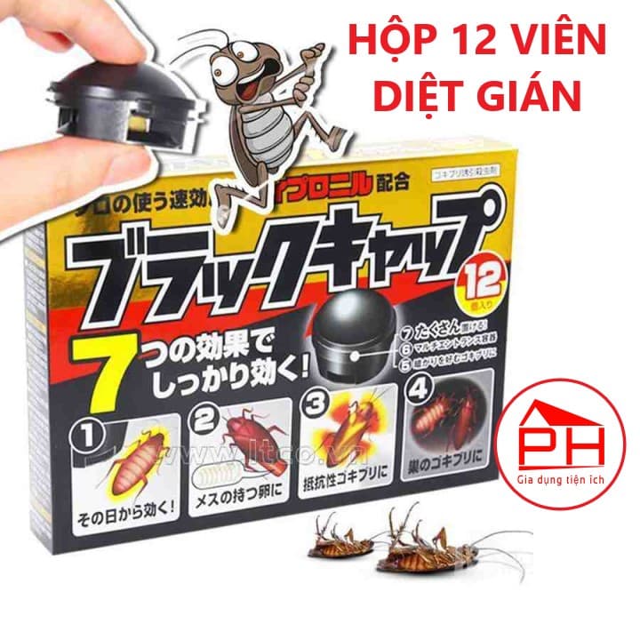 Hộp diệt gián Nhật Bản 12 viên không gây độc hại viên đuổi gián chỉ diệt dán