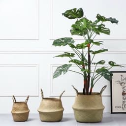 Giỏ cói trồng cây, đựng quần áo/decor tự nhiên kính phi 35cm 7