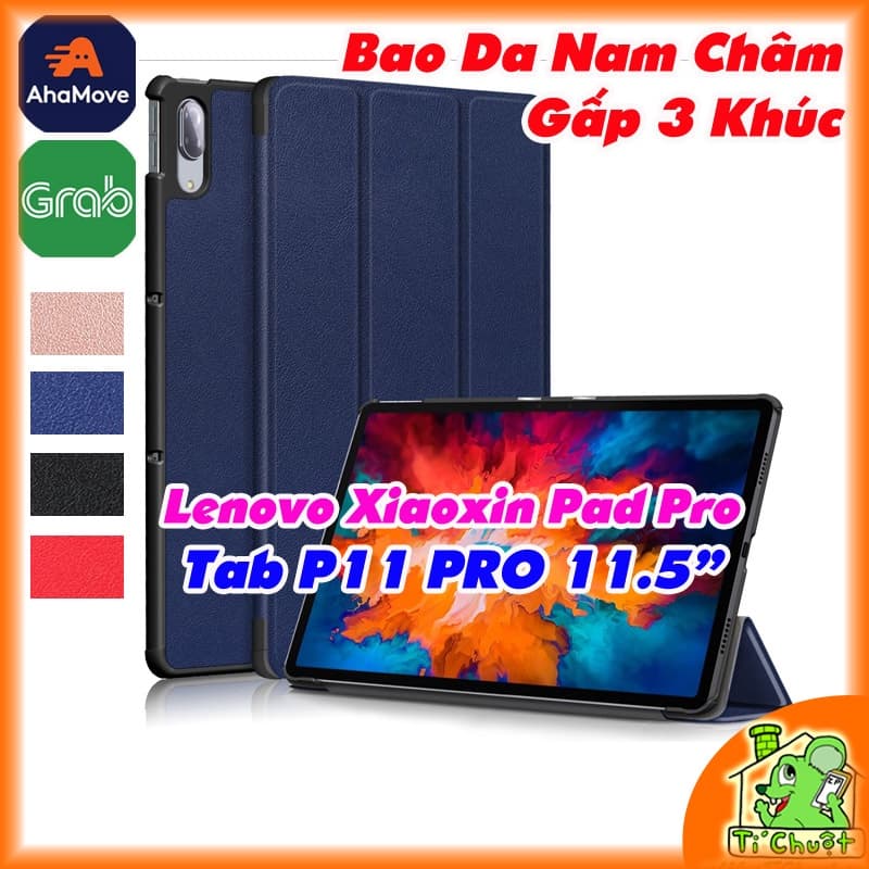 Bao Da MTB Lenovo Tab P11 PRO 11.5 2021/ Xiaoxin Pad PRO 2021 11.5" J706/ J716 Gấp 3 Khúc Lưng Cứng Có Nam Châm