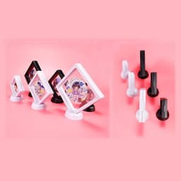 (mua 1 tặng 1) Khung nhựa đựng móc khóa bảo vệ móc khóa có giá kê hai màu trắng đen anime chibi mô hình 6