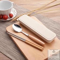 Set bộ thìa đũa inox cán gỗ sồi cao cấp 1