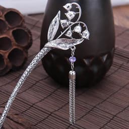 TRÂM CÀI TÓC CỔ TRANG HOA SEN HOA NHÍ MÀU BẠC - Bộ Sưu Tập Trâm Hoa Mẫu Đơn Hoa Hồng Sen Đá 8