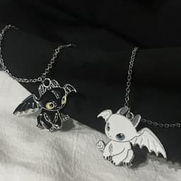Dây Chuyền How To Train Your Dragon Toothless vs Light Fury - Vòng Cổ Huấn Luyện Rồng Kim Loại Anime Unisex 2