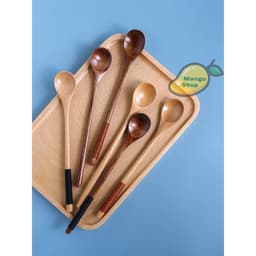 Thìa gỗ cán dài cuốn dây 20*3cm loại đẹp ( thìa muỗng mật ong mứt phong cách Nhật Bản ) 3