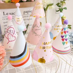 Combo 5 Mũ sinh nhật chủ tiệc ánh kim gắn quả bông 3