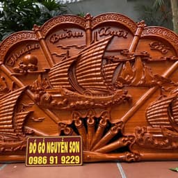 Tranh Quạt Thuận Buồm Xuôi Gió Gỗ Hương kích thước 60*120cm,ván 5cm 7