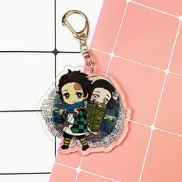 (mua 1 tặng 1) ( Mica ) Móc khóa Kimetsu no Yaiba Thanh gươm diệt quỷ ver nền cute quà tặng dễ thương anime chibi 3