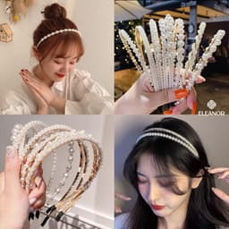 Băng đô cài tóc nữ Eleanor Accessories đính đá ngọc trai nhân tạo phụ kiện tóc bờm tóc 4209 5