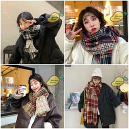 [LOẠI 1] Khăn len xước kẻ caro 2 mặt hot trend ( khăn choàng caro mùa đông style Hàn Quốc ) 5
